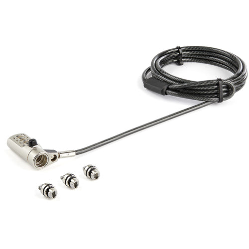StarTech.com 6.5' (2m) 3-in-1 Universal Laptop Cable Lock - 4-Digit Combination Laptop/Desktop Security Cable Lock Compatible w/ K-Slot, Nano & Wedge Slot Computer - Anti-Theft Steel Cable StarTech.com 6.5' (2m) 3-in-1 Universal Laptop Cable Lock - 4-Digit Combination Laptop/Desktop Security Cable Lock Compatible w/ K-Slot, Nano & Wedge Slot Computer - Anti-Theft Steel Cable